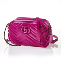 Gucci GG Marmont Matelassé Small Fuchsia Shoulder Bag - As new