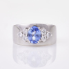 18ct White Gold, Modern, 1.36ct Sapphire / .48ct Diamond Ring