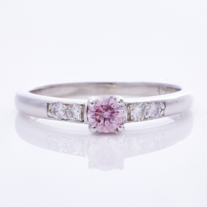 18ct White Gold, .22ct Argyle Pink Solitaire Diamond Ring