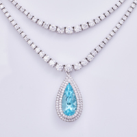 18ct White Gold, 3.17ct Pear Shaped Paraiba Tourmaline / 17.60ct Diamond Necklace