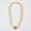 Double Strand, Vintage, Pearl Necklace with 3.20ct Sapphire / 1.48ct Diamond set, 18ct Gold Clasp - 2
