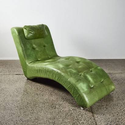 A Green Leather Chaise Longue