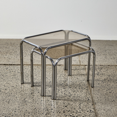 A Pair Of Chrome Nesting Tables