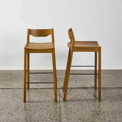 A Pair Of Tangerine Stools Natural Solid European Oak By Simon James