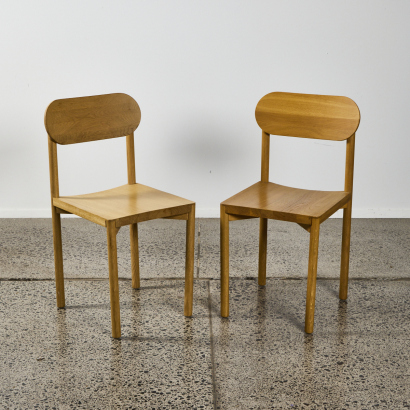 A Pair Oak Chairs By Simon James