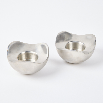 A Pair of Georg Jensen Bloom Tea Light Holders