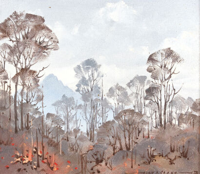 ALAN COOKE Impression of Walter Peak with Gum Trees