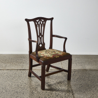 A Chippendale Style Chair With Tapestry Seat