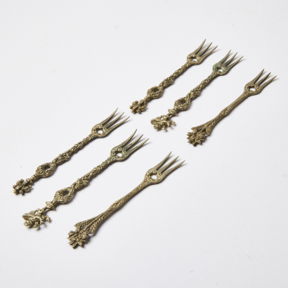 A Set of Six Italian Figural Cocktail Forks