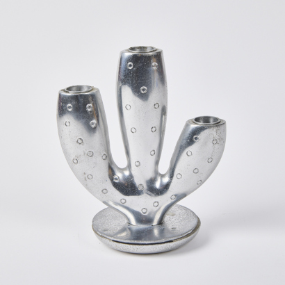 An Aluminium Catus Candle Candelabra