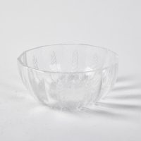 A Clear Glass Bowl with Exterior Leaf Motifs