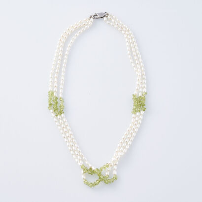 Freshwater Pearl and Peridot Necklace