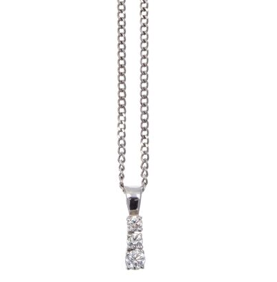 9ct White Gold Three Diamond Pendant