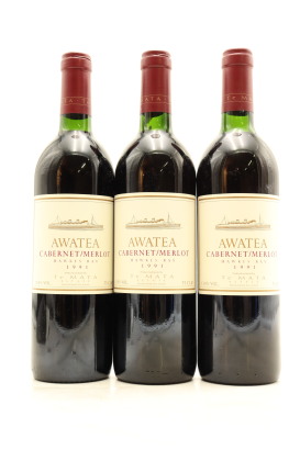 (3) 1991 Te Mata Estate Awatea Cabernets Merlot, Hawke's Bay