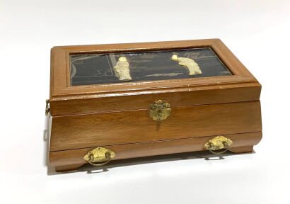 A Chinese Wooden Box with mirror inside