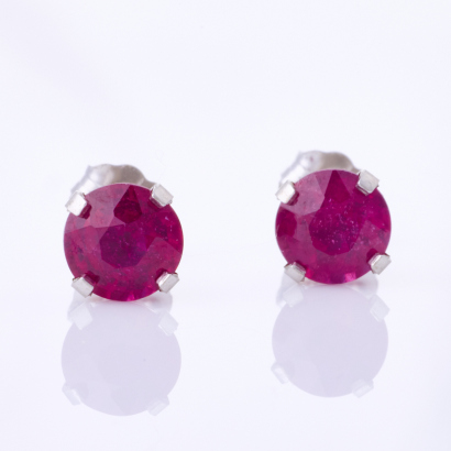 14ct White Gold, 2.20ct Treated Ruby Stud Earrings