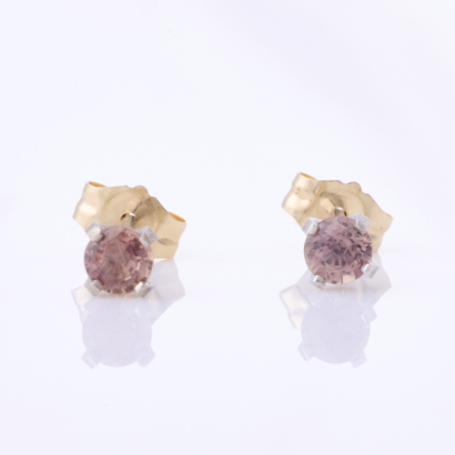 14ct Yellow Gold, .28ct Pink Sapphire Stud Earrings