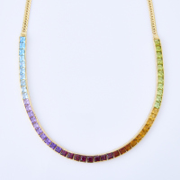 18ct Yellow Gold, Calibrated Multi Gemstone Necklace