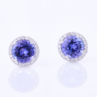 18ct White Gold, 1.20ct Tanzanite / .40ct Diamond Earrings