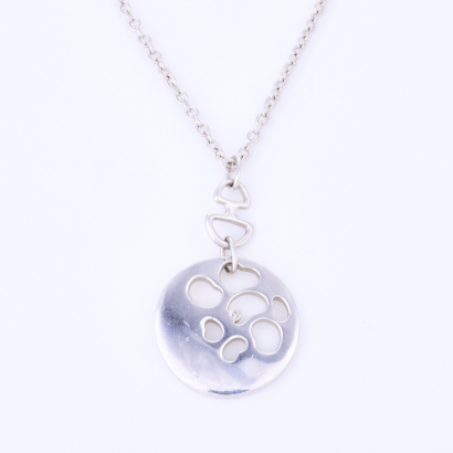 Sterling Silver, Round, .01ct Diamond Set Pendant and 40cm Chain