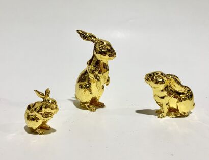 Golden Rabbit Ornament- Set of 3