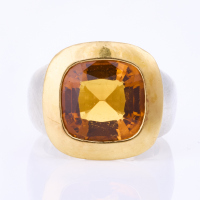 Starke Stuecke, Sterling Silver / 20ct Yellow Gold, 7.00ct Citrine Ring