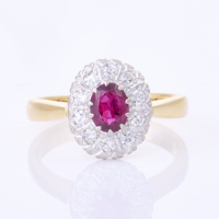 18ct Yellow Gold / Platinum, .52ct Ruby / .22ct Diamond Ring