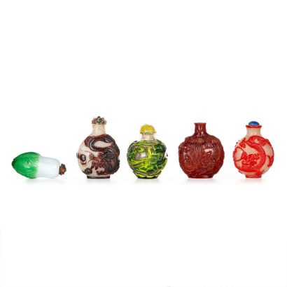 Chinese Glass Snuff Bottlts - Set of 5