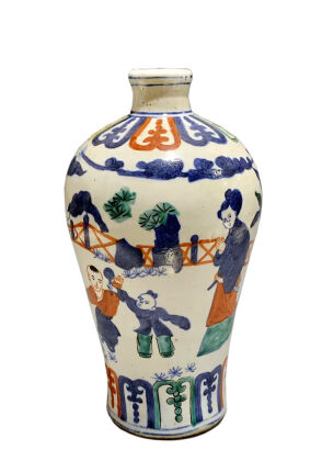 A Chinese Blue and White Famille Verte Vase