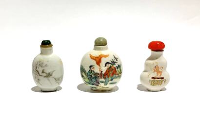 Chinese Porcelain Snuff Bottles - Set of 3