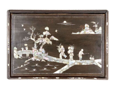 20th Century Chinese Mother of Pearl Inlaid Tray