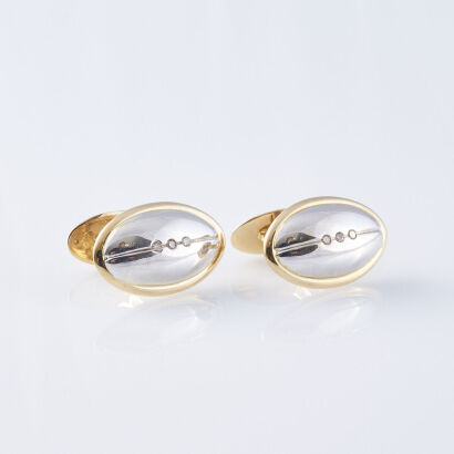 18ct Diamond Rugby Ball Cuff-links