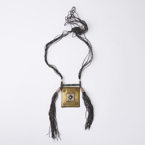 A Brass and Leather Tuareg Tcherot Necklace