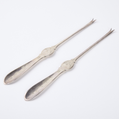 A Pair of Silver Crayfish Forks