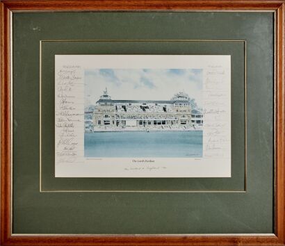 An Autographed David Gentleman Print - The Lord's Pavilion (1986)