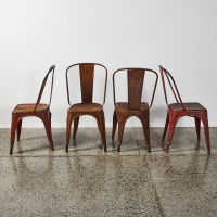 A Collection Of Four Vintage Red Chairs