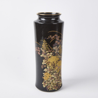 A Japanese Made Floral Cylindrical Vase