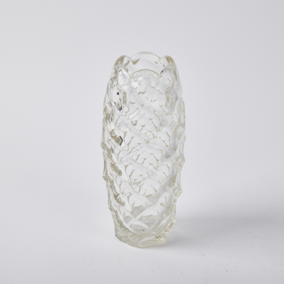 An Faceted Glass Vase With Hand Finished Lip