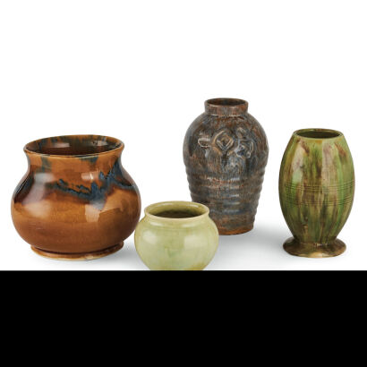 A Selection of Early Crown Lynn Trickle Glaze Vases