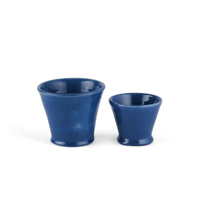 A Pair of Olive Jones Blue Glaze Vases