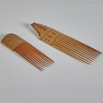 Two Melanesian Bamboo Combs 