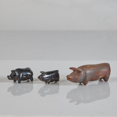 A Trio of Piglets Carvings