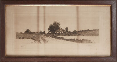 Two Rural Landscape Etchings