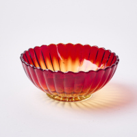 A Ruby Red Faceted Glass Bowl