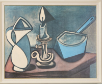 IAN MIDDLETON A Pan a Jug and a Candlestick Painting