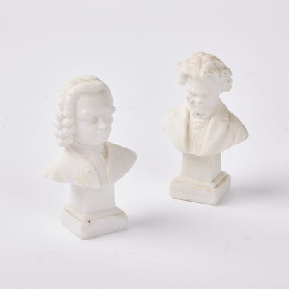 A Pair Of Italian Stone Busts Bach & Beethoven