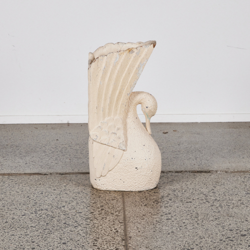 An Impressive Salvage Wooden Swan Vase