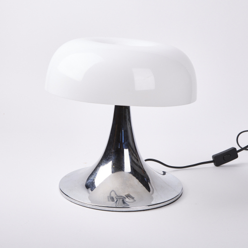 A Chrome And Acrylic Mushroom Lamp