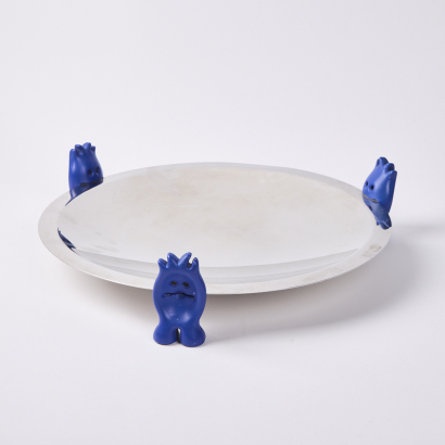 A Post-Modern Fruit Bowl With Blue Figures