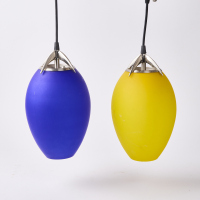 A Pair Of Retro Glass Pendant Lights